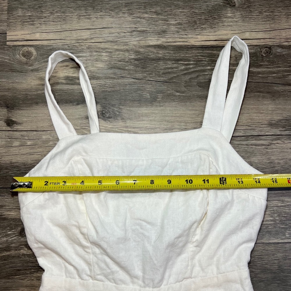 June & Hudson White Linen Blend Wide Leg Jumpsuit Button Detail Size Small - Picture 4 of 9